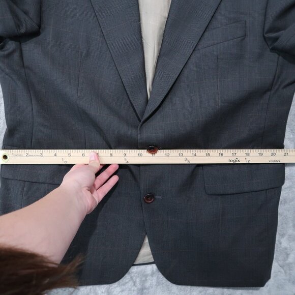 Chaps Ralph Lauren Blazer Mens 42S Gray Plaid 100% Wool Sports Coat Business - Picture 16 of 16